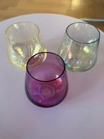 3 vintage gekleurde glaasjes, conische vorm, hoogte 6cm, Verzamelen, Glas en Borrelglaasjes, Ophalen of Verzenden, Zo goed als nieuw
