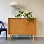 - Vintage schuifdeurkast, eiken, Deens -, Gebruikt, 100 tot 150 cm, ., Ophalen of Verzenden