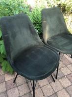 Twee eetkamerstoelen groene ribfluwelen stof z.g.a.n., Huis en Inrichting, Stoelen, Ophalen, Gebruikt, Twee, Overige kleuren