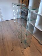 2 stuks Massief glazen dvd/cd racks, Ophalen, Zo goed als nieuw, Glas, Cd's of Dvd's