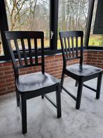 Set van 2 zwarte houten eetkamerstoelen stoelen, Ophalen, Gebruikt, Twee, Zwart