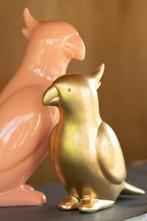 Beeld Kaketoe Keramiek Goud 24 cm, Ophalen of Verzenden, Nieuw, Dier