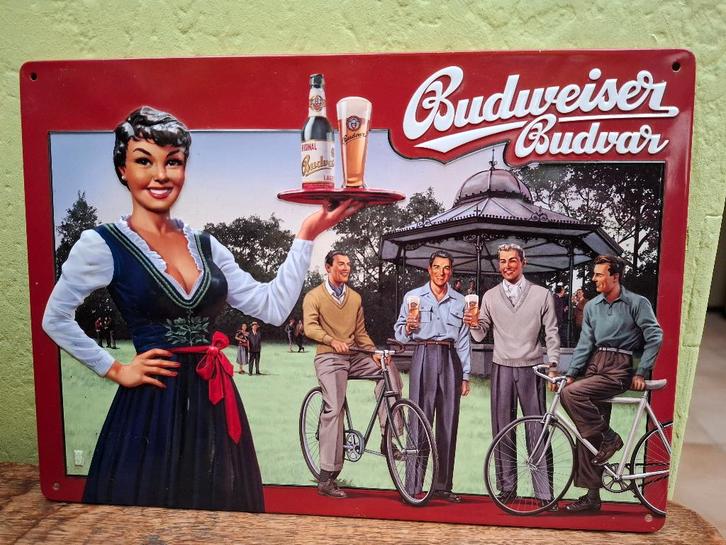reclamebord Budweiser Budvar bier, Verzamelen, Biermerken, Nieuw, Reclamebord, Plaat of Schild, Overige merken, Ophalen of Verzenden