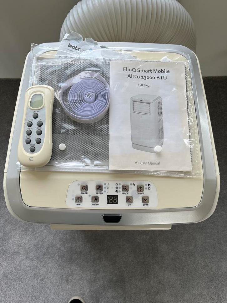 FlinQ Smart Mobile Airco 13000 BTU - Zo goed als nieuw, Witgoed en Apparatuur, Airco's, Zo goed als nieuw, Mobiele airco, Minder dan 60 m³