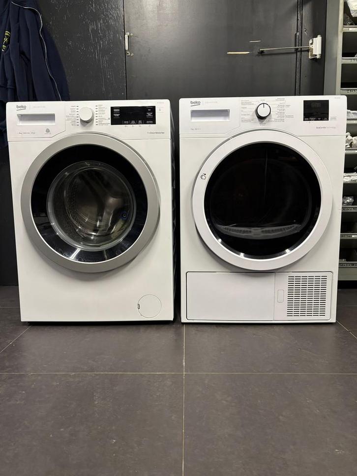 Wasmachine en Warmtepompdroger Set, Witgoed en Apparatuur, Wasmachines, Gebruikt, Voorlader, 8 tot 10 kg, 85 tot 90 cm, 1200 tot 1600 toeren