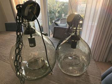 Grote Glazen Hanglampen - Set van 2 beschikbaar voor biedingen