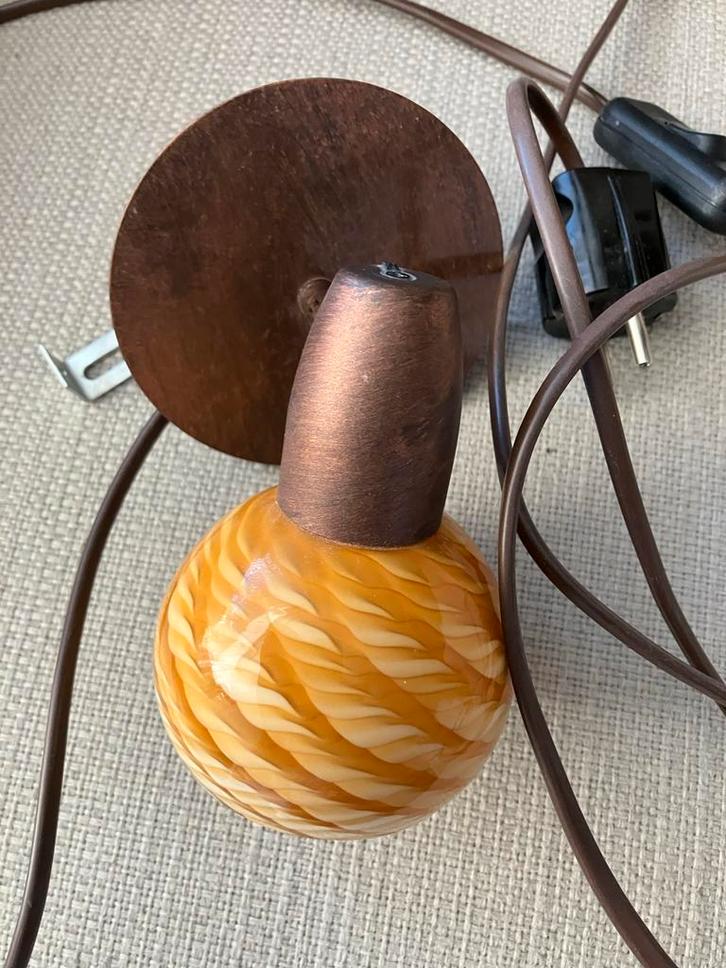 Koperen wandlamp met glazen kap, Huis en Inrichting, Lampen | Losse lampen, Gebruikt, Overige typen, Minder dan 30 watt, E14 (klein)