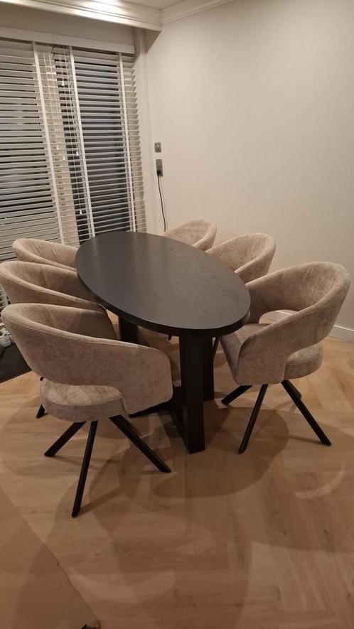 Eettafelstoelen eetkamer stoelen draaibaar 6x nieuw - taupe, Huis en Inrichting, Stoelen, Nieuw, Vijf, Zes of meer stoelen, Stof
