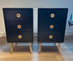 2 nachtkastjes Vestbjerg Milly - zwart - met lades, Ophalen, Gebruikt, Minder dan 45 cm, 55 tot 70 cm