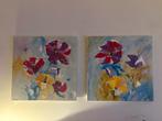 Set van 2 schilderijen - Bloemen - 60x60 cm, Ophalen
