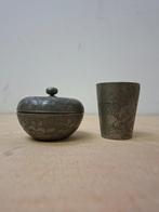 Chinees tinnen bakje  + thee kopje Kut Hing Swatow ca. 1950, Antiek en Kunst, Ophalen of Verzenden