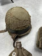 Helm WO een originele M1 helm met liner enz zie omschr., Verzamelen, Ophalen, Landmacht, Nederland, Helm of Baret