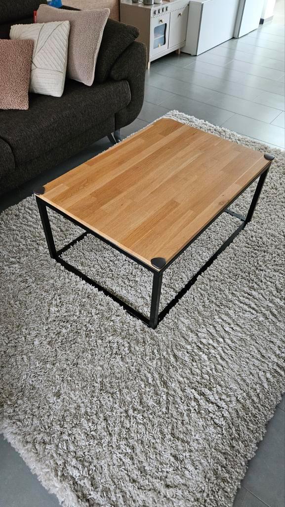 Salontafel Eikenhout/Staal - Modern Design, Huis en Inrichting, Tafels | Salontafels, Minder dan 50 cm, 50 tot 100 cm, 100 tot 150 cm