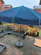 Hartman Parasol Donkerblauw + Zware Voet, Tuin en Terras, Ophalen, Kantelbaar, 2 tot 3 meter, Zo goed als nieuw