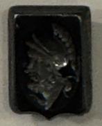 Antiek Romeinse Gem met Romeins hoofd met helm, Gebruikt, ., Ophalen of Verzenden, .