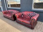 Springvale Chesterfield 3+2 zit bankstel rood GRATIS BEZORGD, Ophalen of Verzenden, Gebruikt, 75 tot 100 cm, Leer