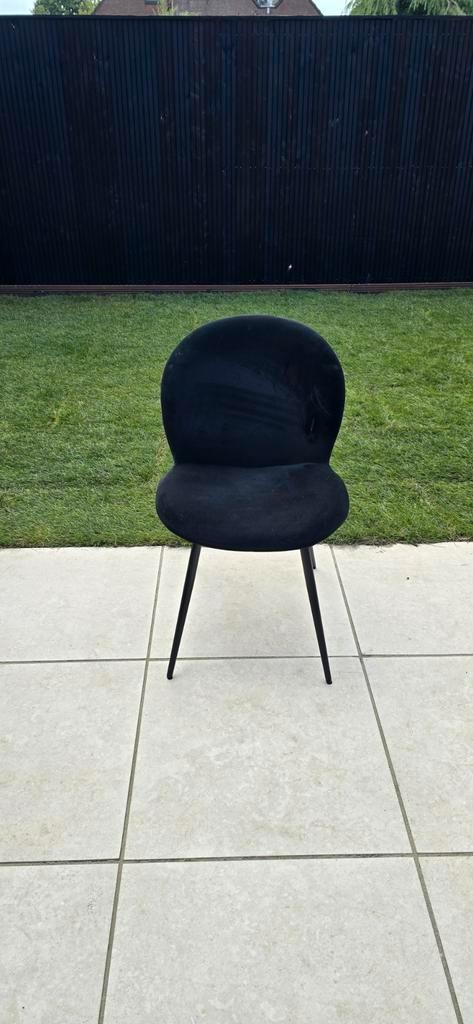 Set van 6 stuks | Zwarte velvet eetkamerstoelen, Huis en Inrichting, Stoelen, Gebruikt, Vier, Zwart, Ophalen