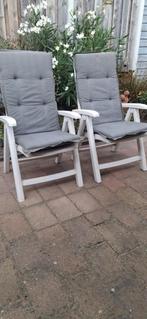 2 Tuinstoelen met Kussens - Inklapbaar, Ophalen of Verzenden, Gebruikt, Kunststof, Inklapbaar