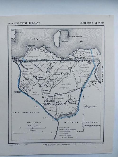 51 / Sloten Het IJ Osdorp Sloterdijk Buitenveldert J. Kuyper, Antiek en Kunst, Kunst | Litho's en Zeefdrukken, Ophalen of Verzenden