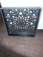 Zwart vierkant Sierpaneel met houten lijst 36 x 36 cm, Ophalen, Zo goed als nieuw
