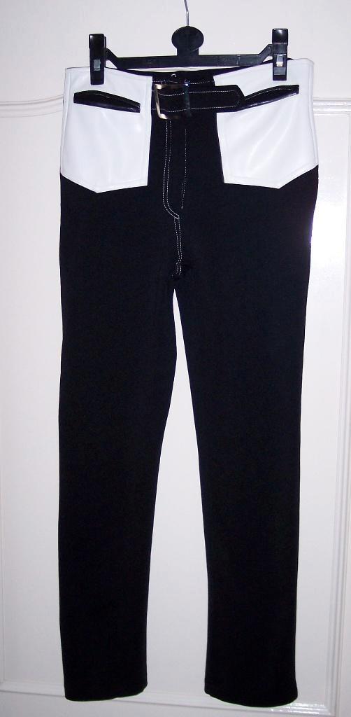 Legging Broek Zwart met Wit PVC Leder Look S ( Jool ), Kleding | Dames, Leggings, Maillots en Panty's, Zo goed als nieuw, Legging