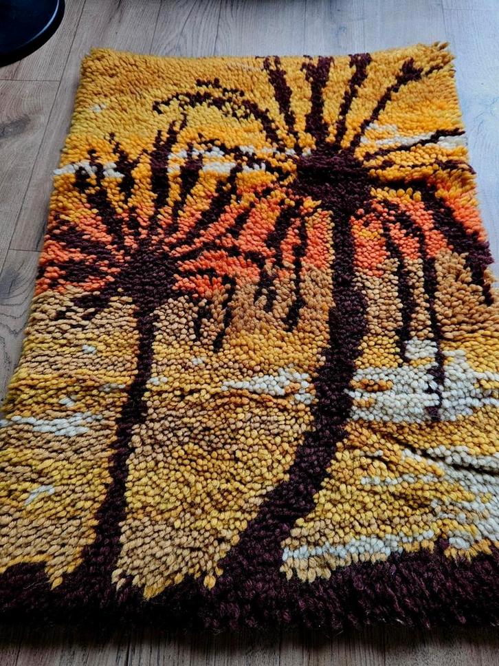 Vintage Smyrna wandkleed 53x70, Huis en Inrichting, Woonaccessoires | Wanddecoraties, Zo goed als nieuw, Ophalen of Verzenden
