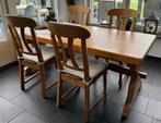 Massief eiken eetkamertafel met 4 stoelen, Huis en Inrichting, Complete eetkamers, 4 tot 6 stoelen, Gebruikt, Ophalen