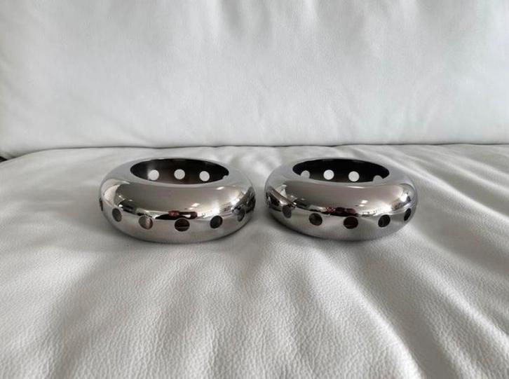 Waxinelichthouders Alessi RVS 2 Stuks, Huis en Inrichting, Woonaccessoires | Kandelaars en Kaarsen, Zo goed als nieuw, Minder dan 25 cm