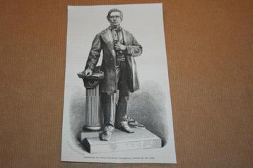 Antieke gravure - Standbeeld Thorbecke - 1876 !! beschikbaar voor biedingen