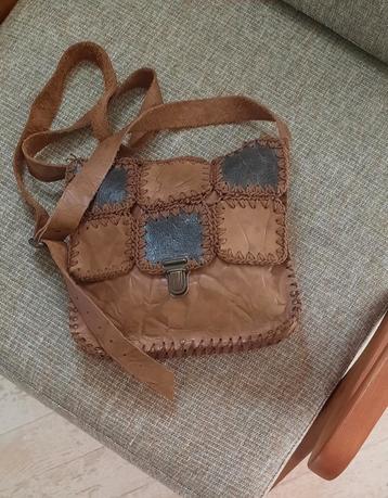 Vintage lederen leer patchwork tas  beschikbaar voor biedingen
