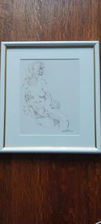HEN EUVERMAN 1918 - 1994 TEKENING ZITTENDE VROUW  GESIGNEERD, Antiek en Kunst, Ophalen of Verzenden