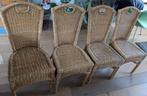 4 rotan eetkamerstoelen, Huis en Inrichting, Stoelen, Ophalen, Gebruikt, Bruin, Riet of Rotan