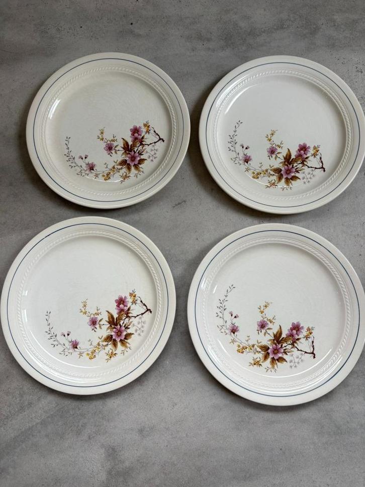 Pagnossin borden met bloemmotief – set van 4 (24 cm), Huis en Inrichting, Keuken | Servies, Zo goed als nieuw, Bord(en), Overige stijlen