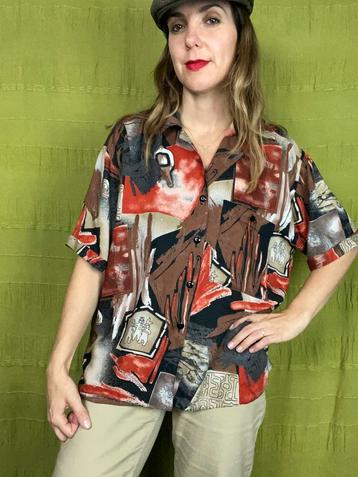 Vintage blouse - Jaren 80/90 - print - 40/L/large beschikbaar voor biedingen