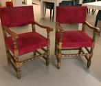 IZGST 2x antieke stoelen fauteuils, rood velours bekleding, Antiek en Kunst, Antiek | Meubels | Stoelen en Banken, Ophalen