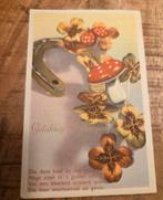 Hoefijzer en klavertjes vier - met versje, Verzamelen, Ansichtkaarten | Themakaarten, Verzenden, Gelopen, Feest(dag)