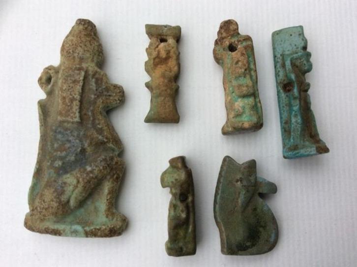 6 Egyptische Amuletten uit de Late Tijd, Antiek en Kunst, Kunst | Niet-Westerse kunst, Ophalen