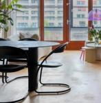 6 Zwarte Italiaanse Design buisframe Eetkamerstoelen, Ophalen, Gebruikt, Zwart, Leer
