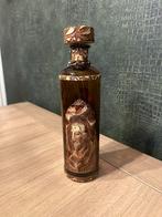 Vintage fles met stop bekleed met leer, Antiek en Kunst, Antiek | Glas en Kristal, Ophalen of Verzenden