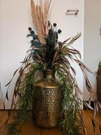 Grote metalen vaas met droogbloemen kunstbloemen, Huis en Inrichting, Woonaccessoires | Vazen, Ophalen, Overige materialen, Overige kleuren