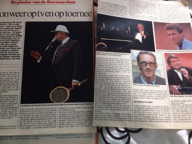artikel en boekje over Toon Hermans, Verzamelen, Muziek, Artiesten en Beroemdheden, Gebruikt, Boek, Tijdschrift of Artikel, Ophalen of Verzenden