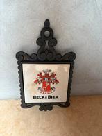 Becks Bier Reclamebord Tegel - Mancave/Kroeg Decoratie, Gebruikt, Zwart, Ophalen of Verzenden, Metaal