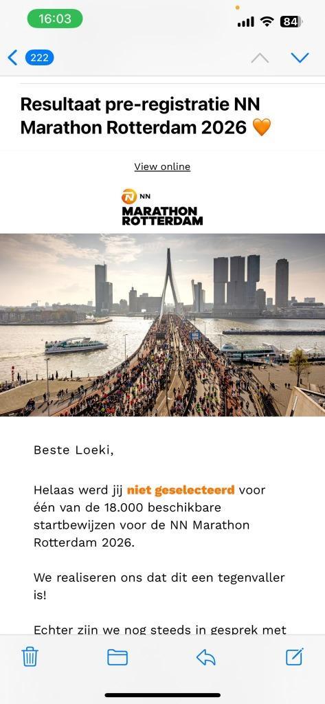 Gezocht: startbewijs marathon Rotterdam 2026, Tickets en Kaartjes, Sport | Overige, Eén persoon, April