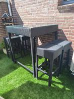 Rotan bartafel met krukken, Tuin en Terras, Ophalen, Gebruikt
