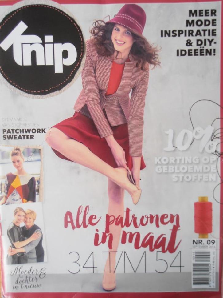 Knipmode september 2015, Hobby en Vrije tijd, Kledingpatronen, Zo goed als nieuw, Overige typen, Vrouw, Knipmode, Ophalen of Verzenden