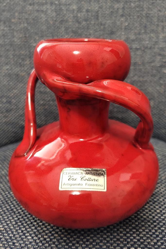 Vintage Italiaanse rode geglazuurde keramiek vaas jaren 60, Antiek en Kunst, Antiek | Keramiek en Aardewerk, Verzenden