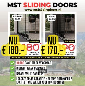 Glazen schuifwanden - Getint - Helder - levering & montage ! beschikbaar voor biedingen