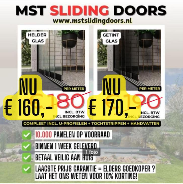 Glazen schuifwanden - Getint - Helder - levering & montage !, Tuin en Terras, Overkappingen, Nieuw, Veranda, Ophalen of Verzenden