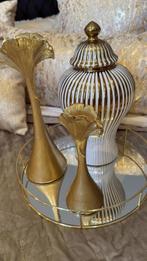 Decoratieve gouden vazen en pot, Huis en Inrichting, Woonaccessoires | Vazen, Overige materialen, Overige kleuren, Ophalen of Verzenden