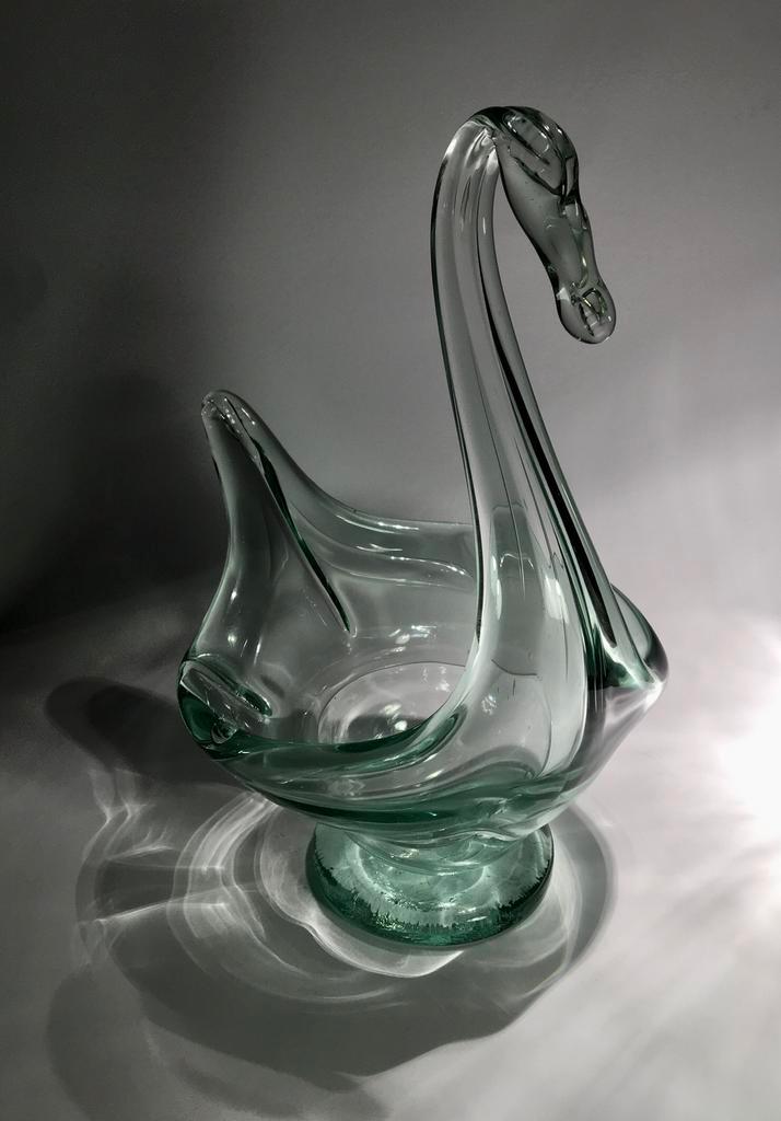 Mondgeblazen glazen zwaan, schaal van glas, handgemaakt, Antiek en Kunst, Antiek | Glas en Kristal, Ophalen of Verzenden